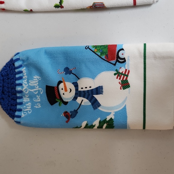 New Christmas Theme 3pc Set Handmade Kitchen Hand Towels Lot # 2 - Picture 6 of 12